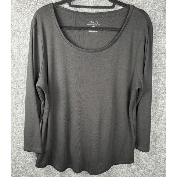 Chico's Tops - Chico's Ultimate Tee Shirt Top Black Chico's Size 2 US Large 12/14 3/4 Sleeve